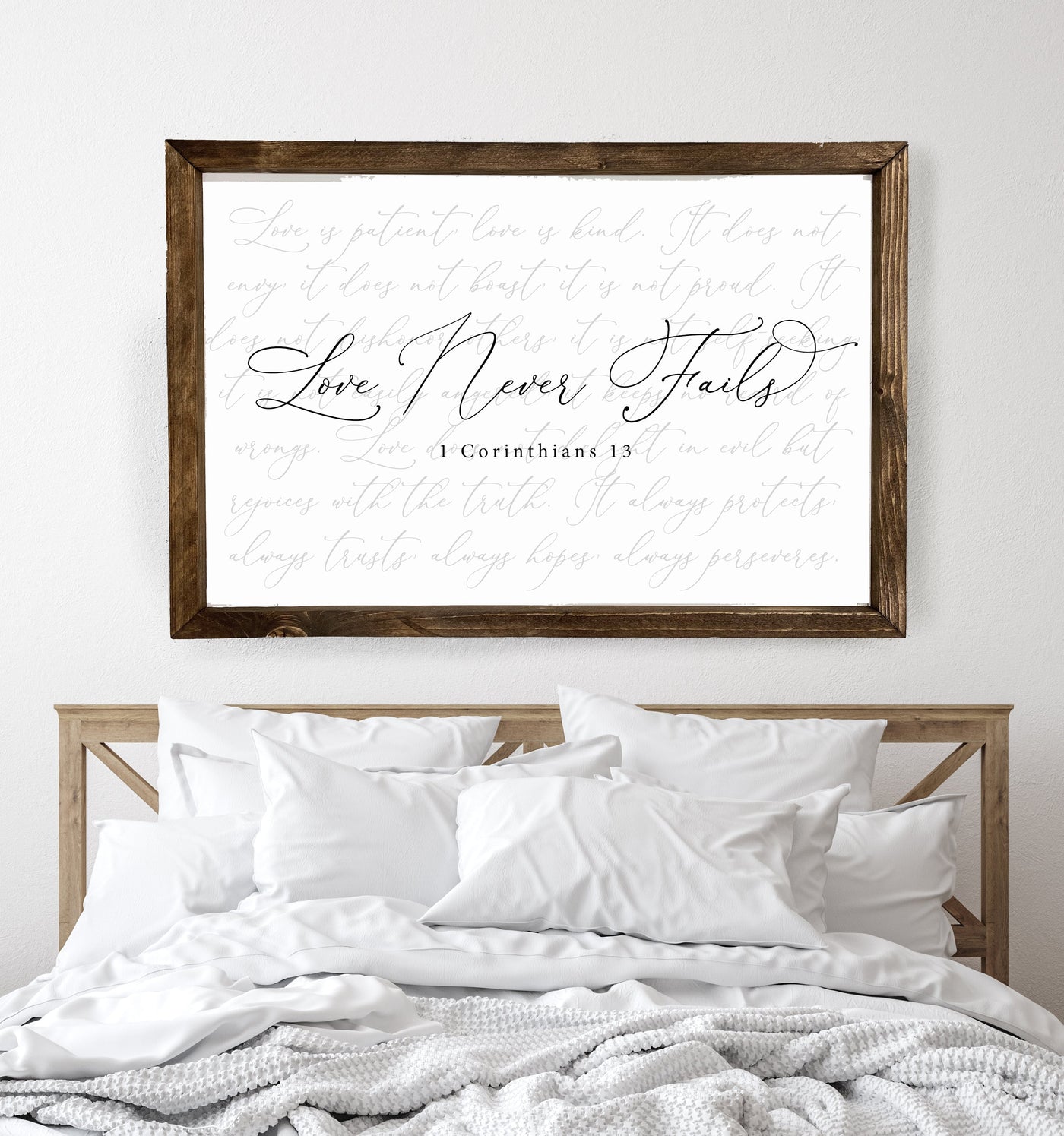 Love Never Fails | Quote Bedroom Sign