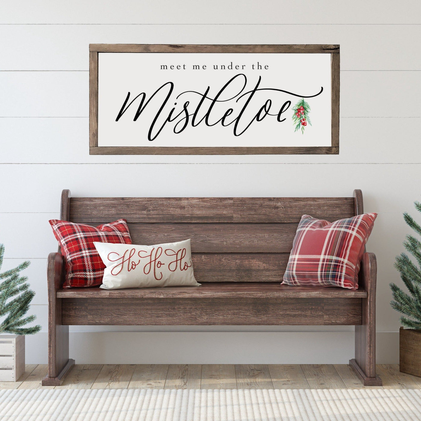 Meet Me Under The Mistletoe | Wood Christmas Sign Wood Framed Sign