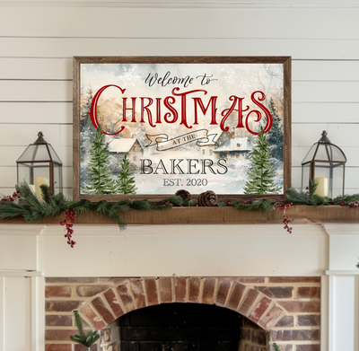 Personalized Welcome Farmhouse Christmas Sign - Mulberry Market Designs