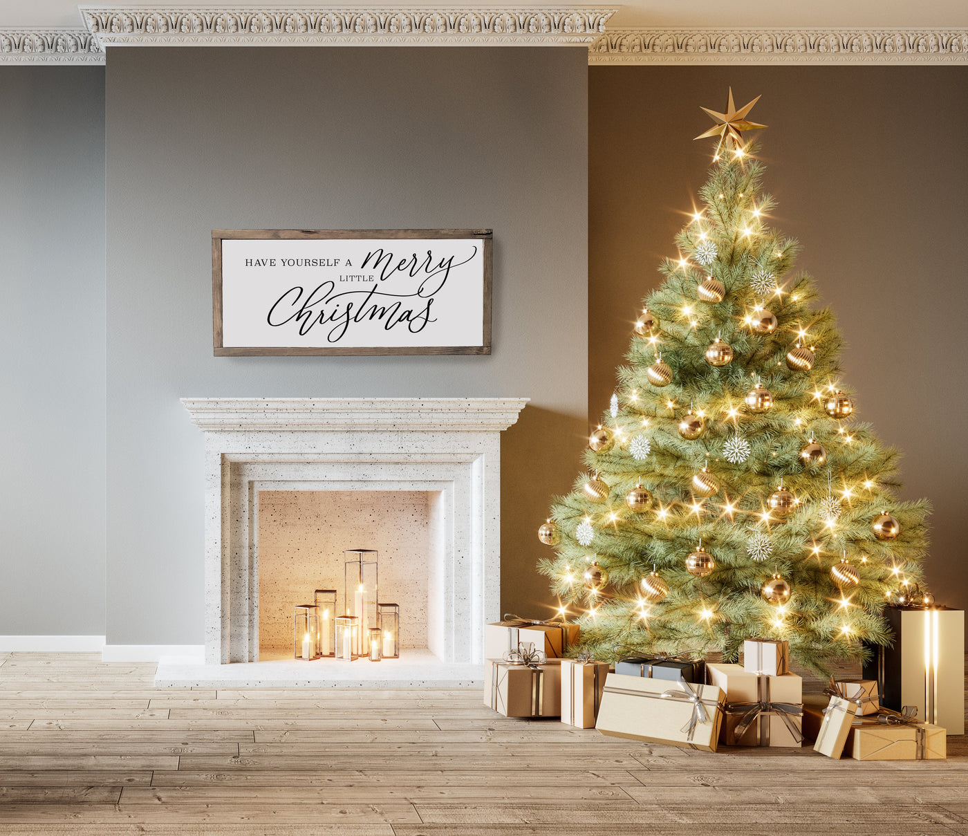 Have Yourself A Merry Little Christmas | Wood Framed Sign - Mulberry Market Designs