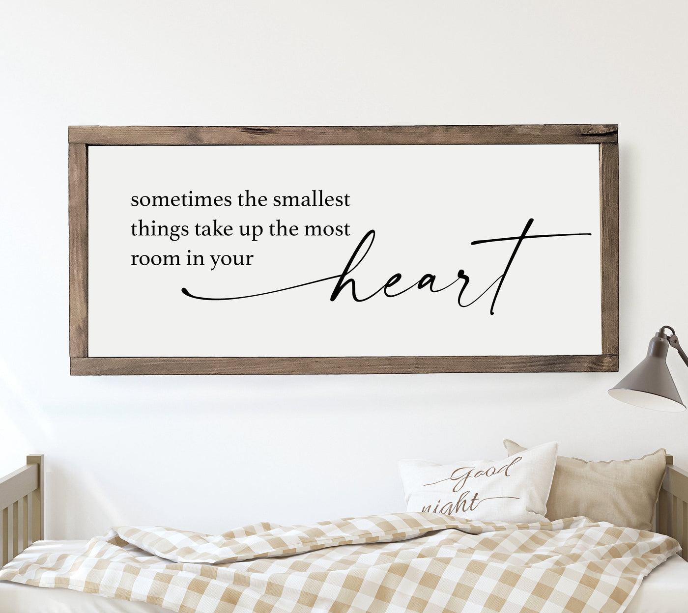 Sometimes the Smallest Things Take Up the The Most Room In Your Heart Wood Framed Sign - Mulberry Market Designs