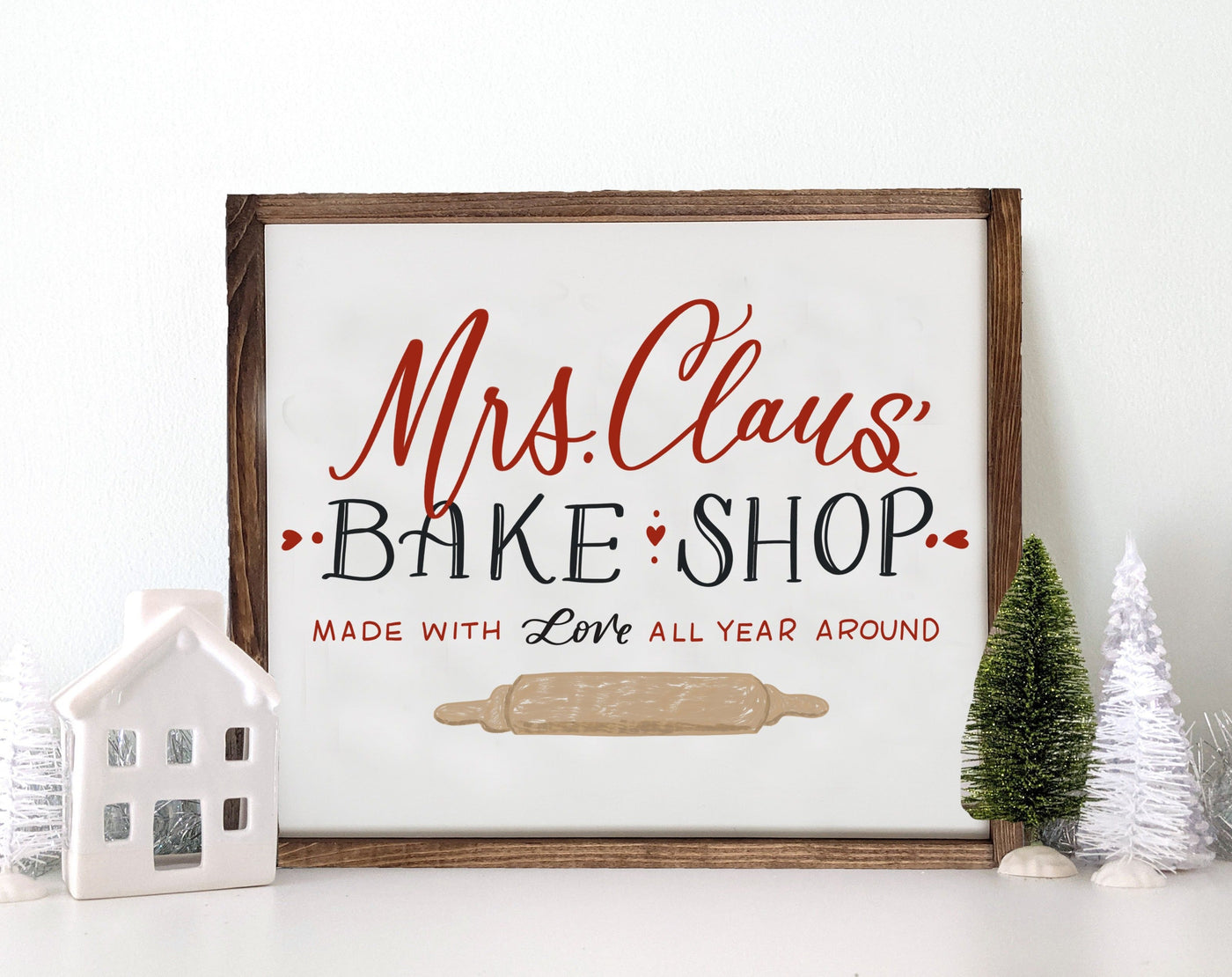 Mrs. Claus Bake Shop | Wood Framed Sign - Mulberry Market Designs