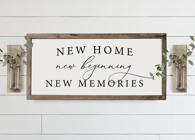 New Home New Beginning | Wood Framed Sign - Mulberry Market Designs