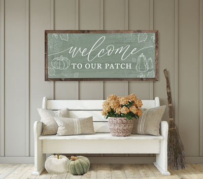 Welcome to Our Patch Pumpkin Fall Sign - Mulberry Market Designs