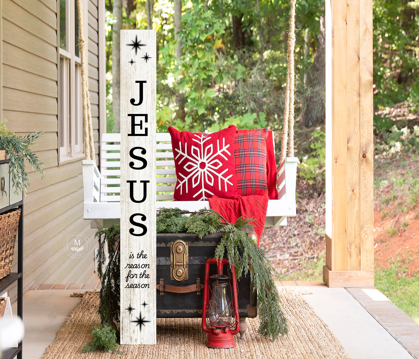 Jesus Is the Reason for the Season Leaning Christmas Porch Sign - Mulberry Market Designs