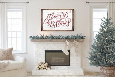 Rustic Merry Christmas Wood Framed Sign Wood Framed Sign