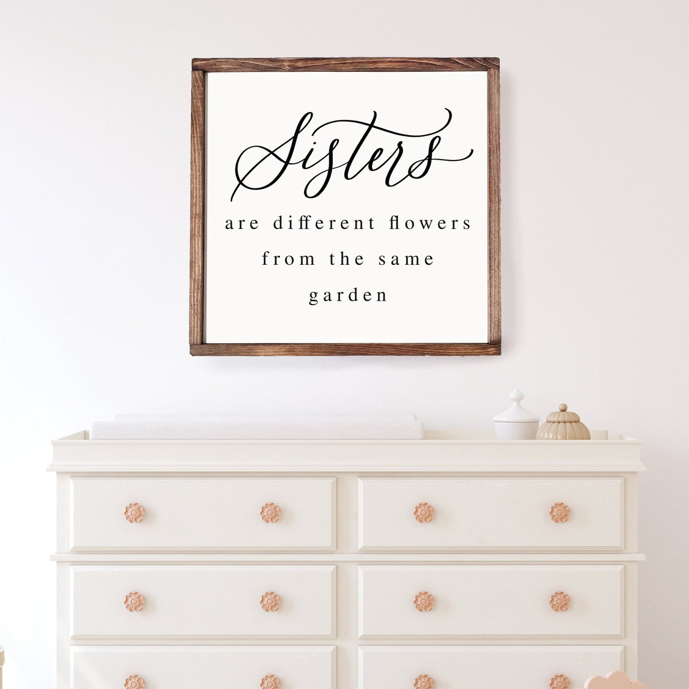 Sisters Are Different Flowers Wood Framed Sign - Mulberry Market Designs