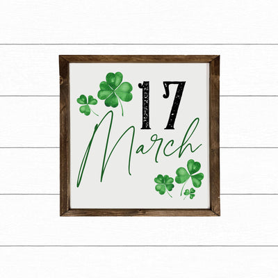 St Patricks Day Sign | 17 March Wood Framed Sign