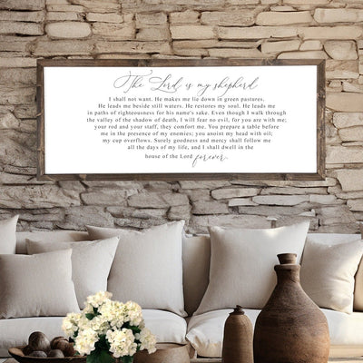 The Lord is My Shepherd | Psalm 23 Wood Framed Sign - Mulberry Market Designs