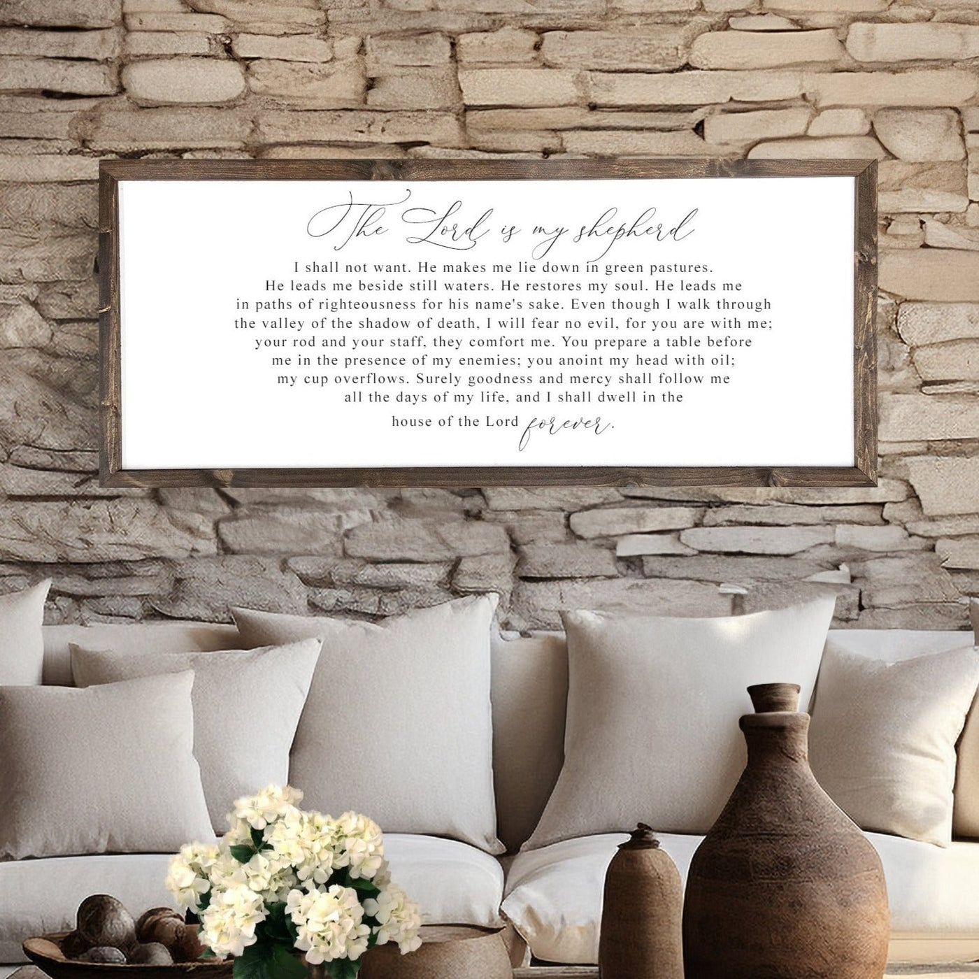 The Lord is My Shepherd | Psalm 23 Wood Framed Sign - Mulberry Market Designs