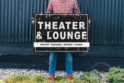 Industrial Theater Lounge Metal Sign - Mulberry Market Designs