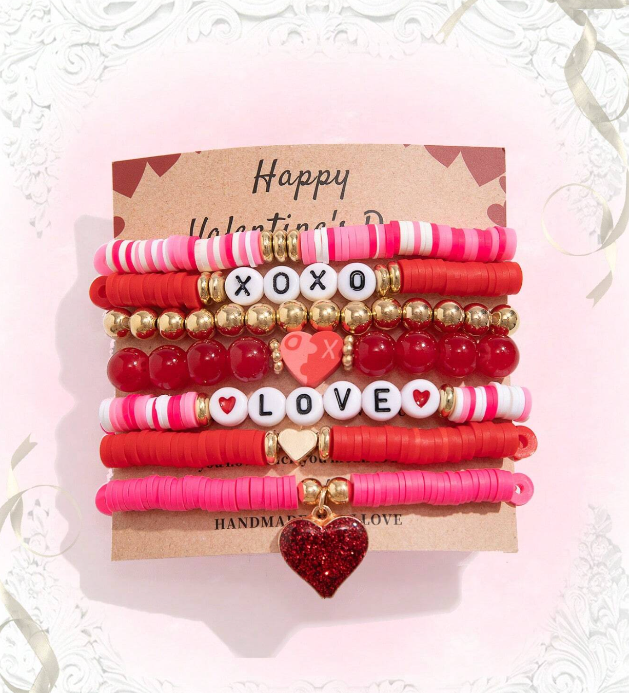 Pink & Red Beaded Bracelets 3 for $12