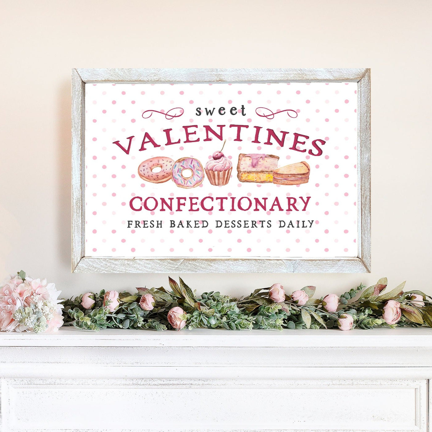 Sweet Valentines Confectionary Wall Art Wood Framed Sign