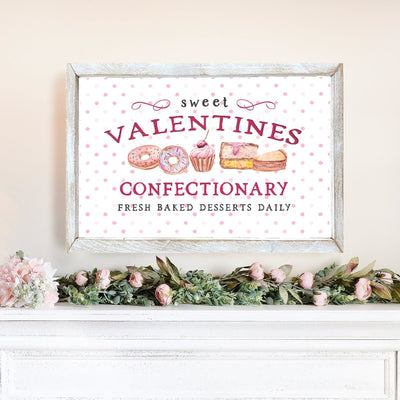 Sweet Valentines Confectionary Wall Art Wood Framed Sign