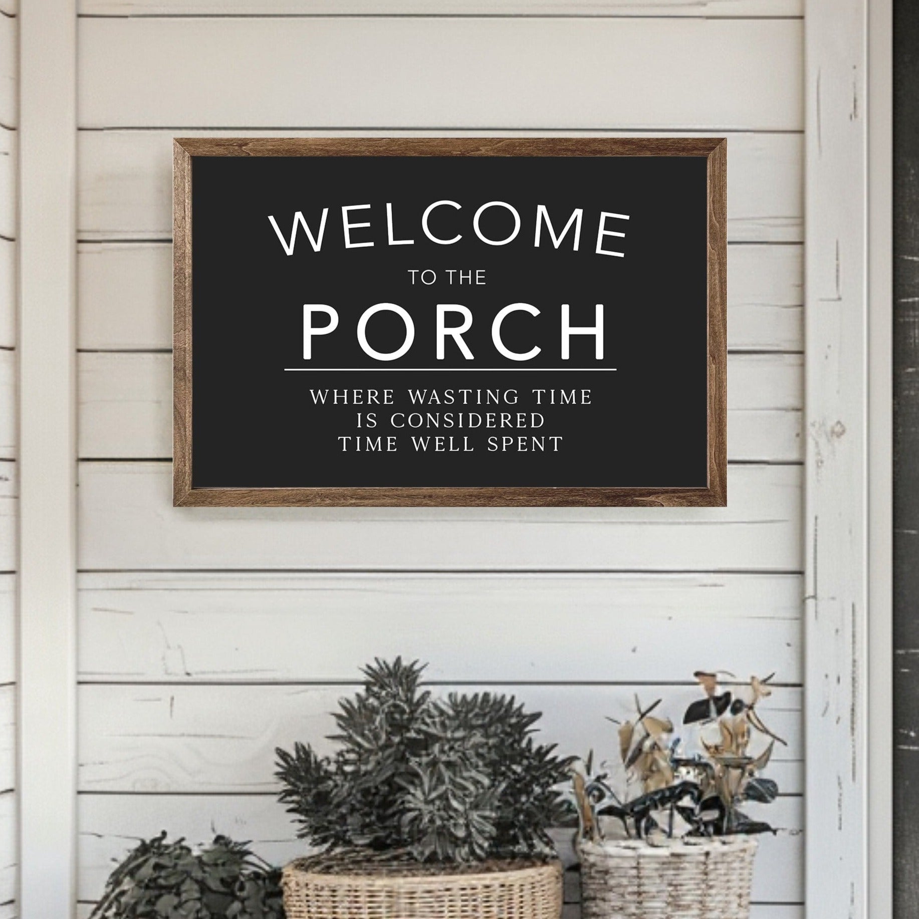 Farmhouse Welcome to the Porch Wood Framed Sign