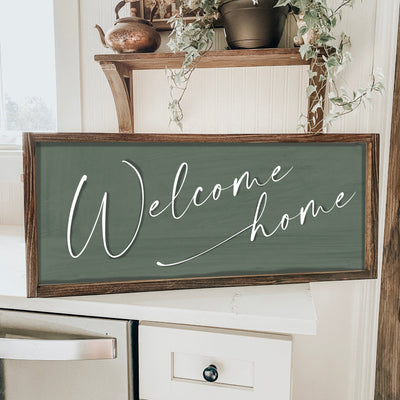 Farmhouse Welcome Home | Wood Framed Sign - Mulberry Market Designs