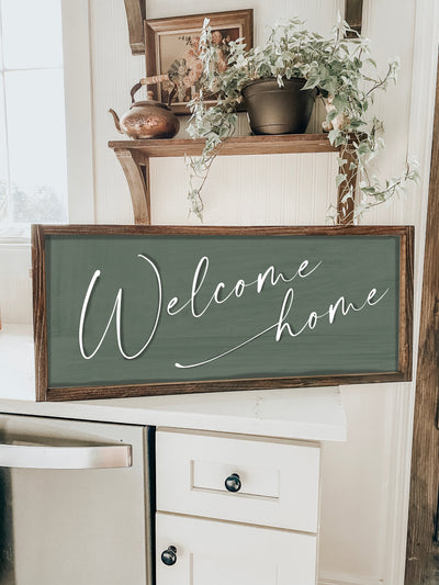 Farmhouse Welcome Home | Wood Framed Sign