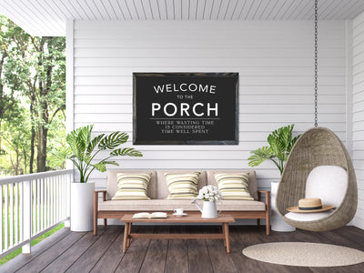 Welcome to the Porch Farmhouse Wood Sign - Mulberry Market Designs