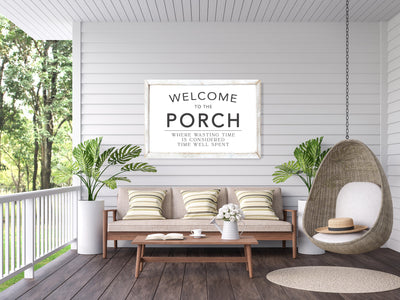 Welcome to the Porch Farmhouse Wood Sign - Mulberry Market Designs