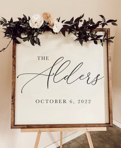 Custom Wood Framed Wedding Name Sign - Mulberry Market Designs